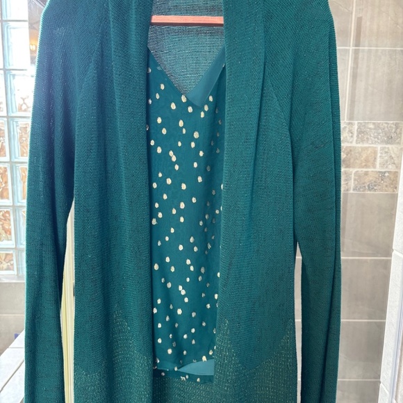 Lilly Pulitzer Tatum Green Metallic Fringe Cardigan - Picture 5 of 5